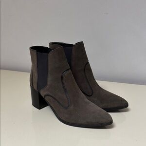 Zara Brown Ankle Boots with Block Heel